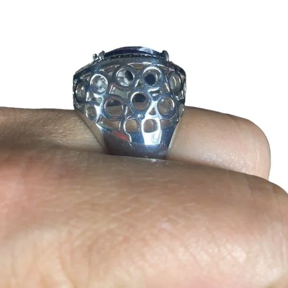 SHOWSTOPPER AMETHYST RING IN 316SL (STAINLESS STEEL) (SZ 8.25) - Picture 8 of 15